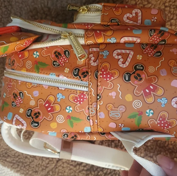 NWT Disney Mickey Minnie Christmas Gingerbread Loungefly Backpack with EARS